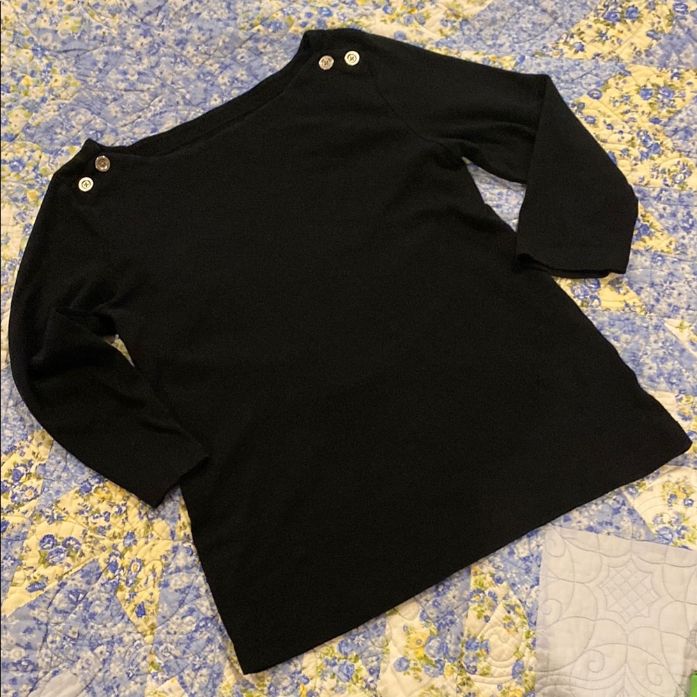 Black Button-Shoulder Women's Sweater